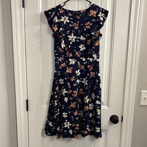 Navy Floral Midi Dress